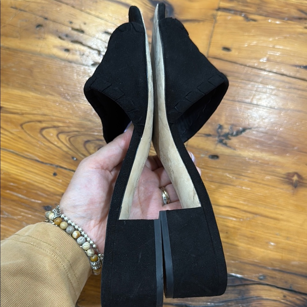 Via Spiga Black Mules Sleek Suede Comfort Slide On Block Heels Shies Size 9 39 - Picture 9 of 10